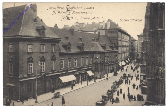 Wien 1, Fürst-Erzbischöfliches Palais, J. Heindl's Kunstanstalt, Schulerstrasse, Stefansplatz 7