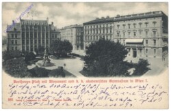 Wien 1, Beethoven-Platz mit Monument u. k.k. akademisches Gymnasium