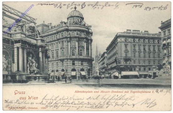 Wien 1, Albrechtsplatz und Mozart-Denkmal mit Tegetthoffstraße