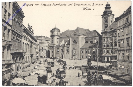 Wien 1, Freyung mit Schotten-Pfarrkirche und Schwanthaler Brunnen