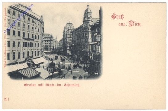 Wien 1,  Graben mit Stock-im-Eisen-Platz