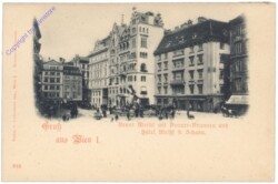 Wien 1, Neuer Markt, mit Donner-Brunnen und Hotel Meißl & Schadn