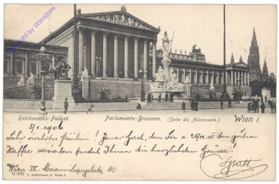 ak136540 Wien 1, Reichsraths-Palast, Parlaments-Brunnen