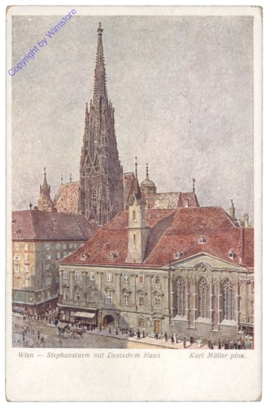 ak136906 Wien 1, Stephansturm mit Deutschem Haus