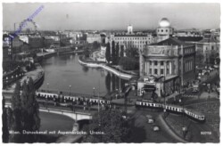 Wien 1, Donaukanal mit Aspernbrücke, Urania