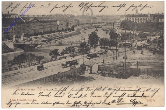 Wien 2, Donaukanal, im Hintergrund Riesenrad