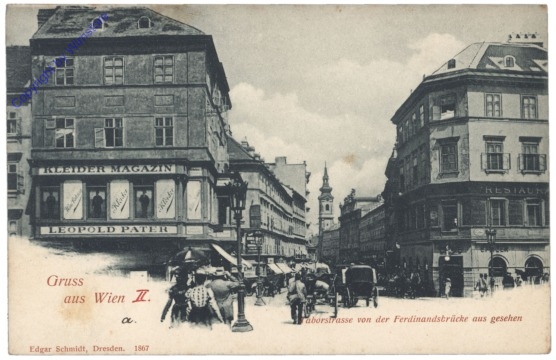 Wien 2, Taborstrasse von der Ferdinandsbrücke aus gesehen