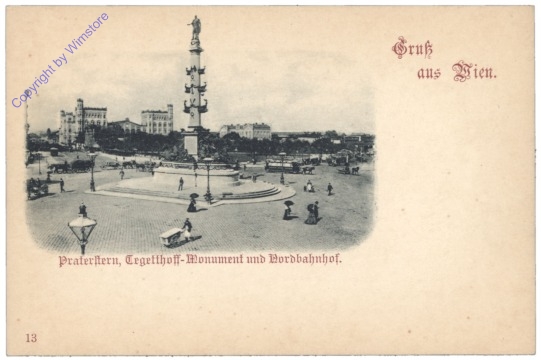 Wien 2, Praterstern, Tegetthoff-Monument und Nordbahnhof