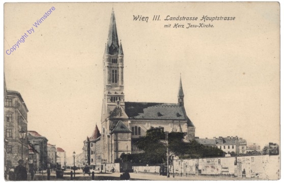 ak137502 Wien 3, Landstrasse Hauptstrasse mit Herz Jesu-Kirche