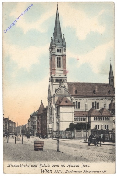 ak137569 Wien 3, Klosterkirche und Schule zum hl. Herzen Jesu