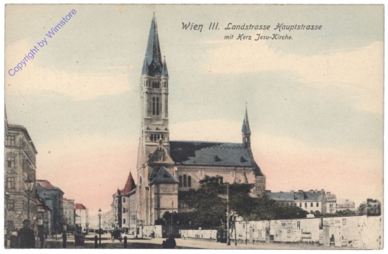 ak137571 Wien 3, Landstrasse Hauptstrasse mit Herz Jesu-Kirche