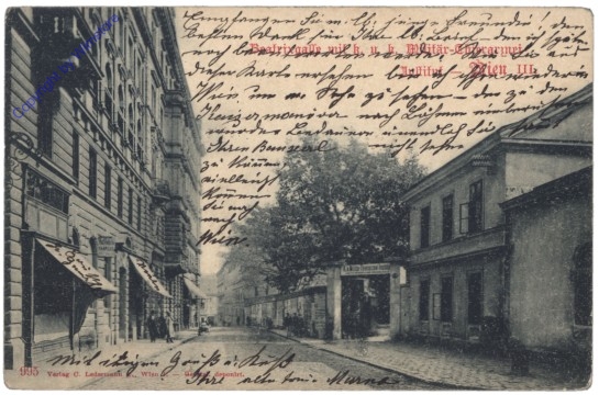 Wien 3, Beatrixgasse mit k.u.k. Militär-Thierarznei-Institut