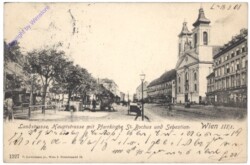 Wien 3, Landstrasse, Hauptstrasse mit Pfarrkirche St. Rochus und Sebastian