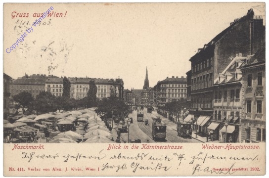 ak137869 Wien 4, Naschmarkt, Blick in die Kärntnerstrasse, Wiedner-Hauptstraße