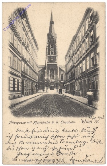 ak137959 Wien 4, Alleegasse mit Pfarrkirche z.h. Elisabeth