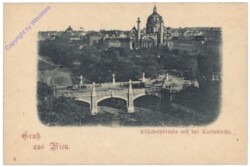 Wien 4, Elisabethbrücke mit der Karlskirche