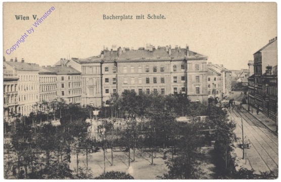 ak138070 Wien 5, Bacherplatz mit Schule