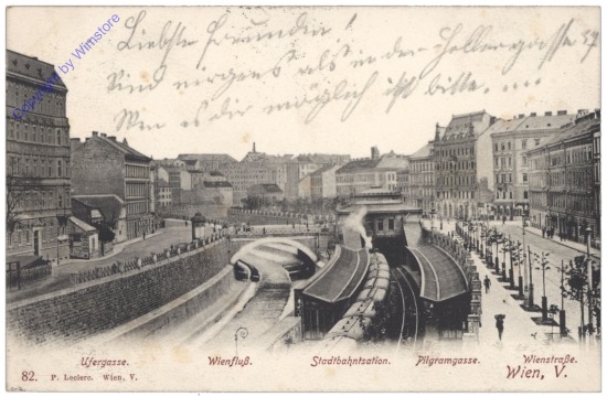 ak138154 Wien 5, Ufergasse, Wien-Fluß, Stadtbahnstation Pilgramgasse, Wienstraße