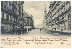 Wien 6, Mariahilferstrasse mit Stiftskirche