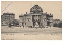 Wien 7, Hotel Höller, Deutsches Volkstheater mit Raimund-Denkmal