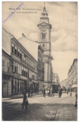 Wien 7, Westbahnstrasse mit Schottenfeldkirche