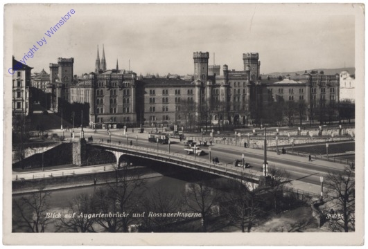 Wien 9, Blick auf Augartenbrücke und Rossauerkaserne