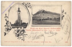 Wien 11, Gruss aus Carl Strauß' Restauration Kaiser Ebersdorf