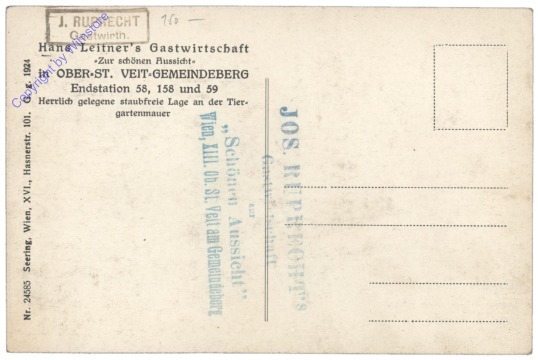 Wien 13, Hans Leitner's Gastwirtschaft "Zur schönen Aussicht"