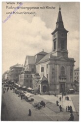 Wien 17, Kalvarienberggasse mit Kirche und Kalvarienberg