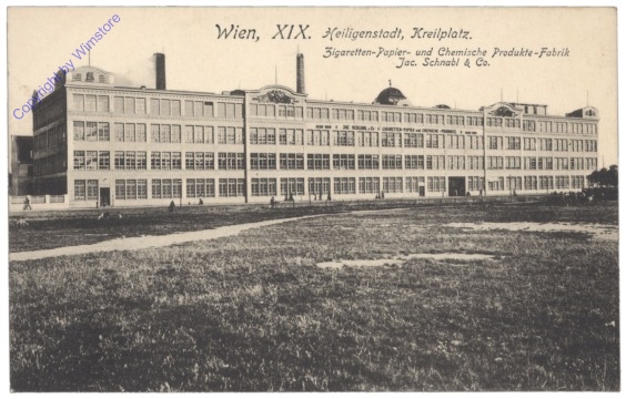 Wien 19, Heiligenstadt, Kreilplatz, Zigaretten-Papier- und chemische Produkte-Fabrik Jac. Schnabl & Co