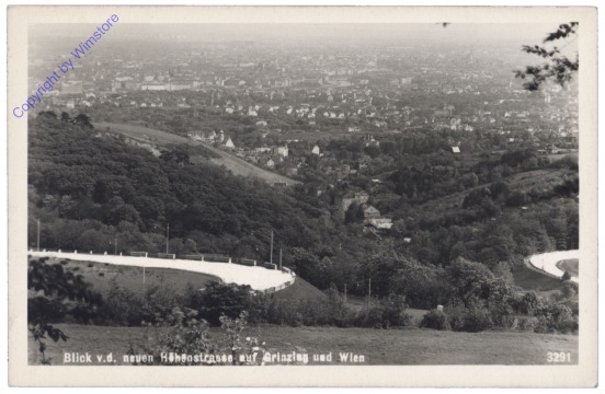 Wien 19, Blick von der neuen Höhenstrasse auf Grinzing und Wien