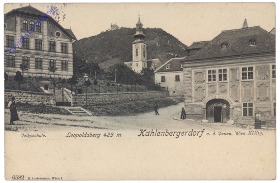 ak140231 Wien 19, Kahlenbergerdorf, Volksschule, Leopoldsberg