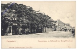 Wien 21, Floridsdorf, Hauptstrasse mit Haltestelle der Dampf-Tramway