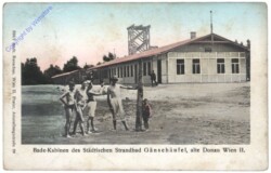Wien 22, Bade-Kabinen des Städt. Strandbad Gänsehäufel