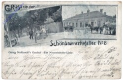 Wien 23, Gruss von der Schönbrunner Hofallee, Georg Moldaschl's Gasthof "Zur Neusteinhofer-Linie"