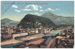 Salzburg, Blick vom Mönchsberg auf den Kapuzinerberg