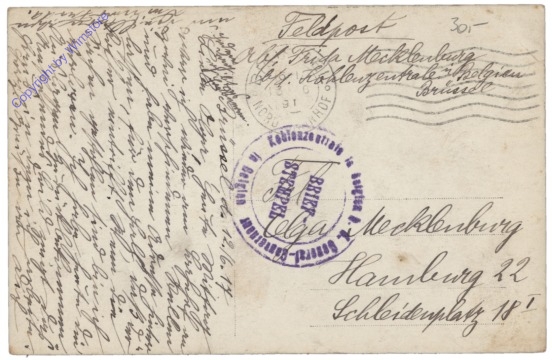 Kohlenzentrale bei dem General-Gouverneur in Belgien Brüssel