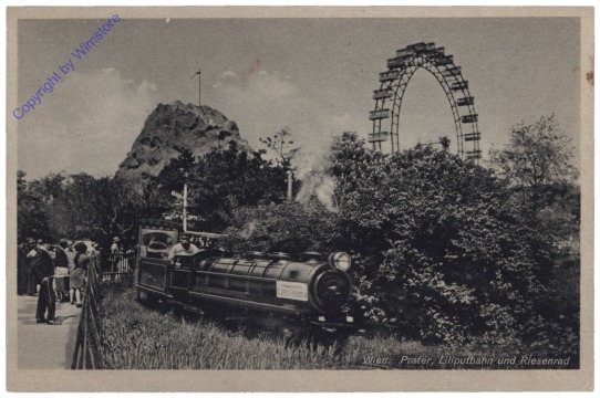 ak140947 Wien, Prater, Liliputbahn und Riesenrad