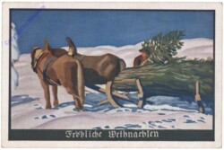 Fröhliche Weihnachten, Pferde ziehen Baum