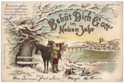 Trompeter mit Pferd unter Baum