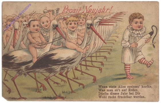 Babys auf Störchen