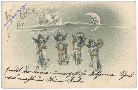 ak141209 Engerl tragen die Zahlen 1902