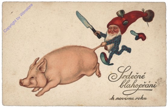 Zwegerl jagt mit Messer ein Schweinderl