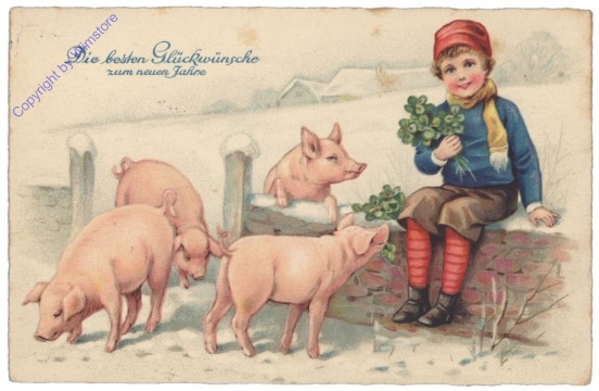 Kind mit Ferkel