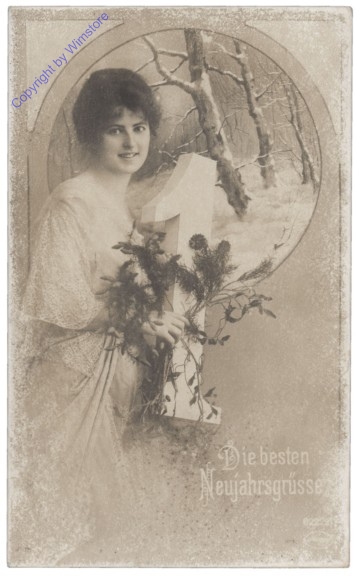 Dame mit Nr. 1 in der Hand