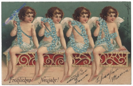 Engerl mit Blumengirlande 1904