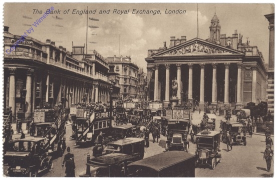 London, The Bank of England and Royal Exchange