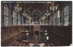 London, Interior of House of Lords, showing Throne and Woolsack