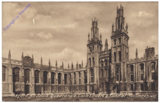 Oxford, All Souls' Quadrangle, Twin Towers & Sundial
