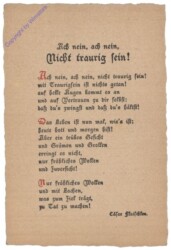 Ach nein, ach nein, nicht traurig sein!